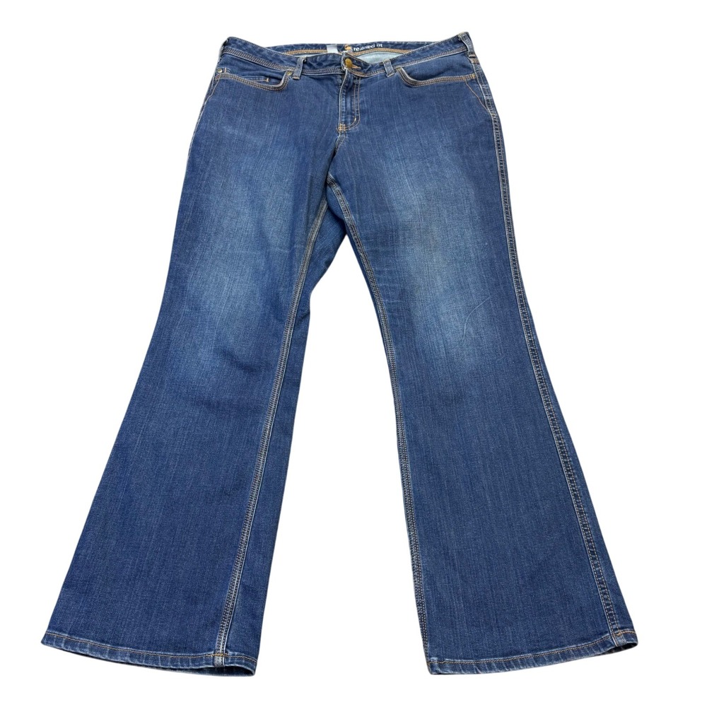 Carhartt Jeans Womens 16 36x31 Regular Relaxed Fit Blue Denim Bootcut Stretch